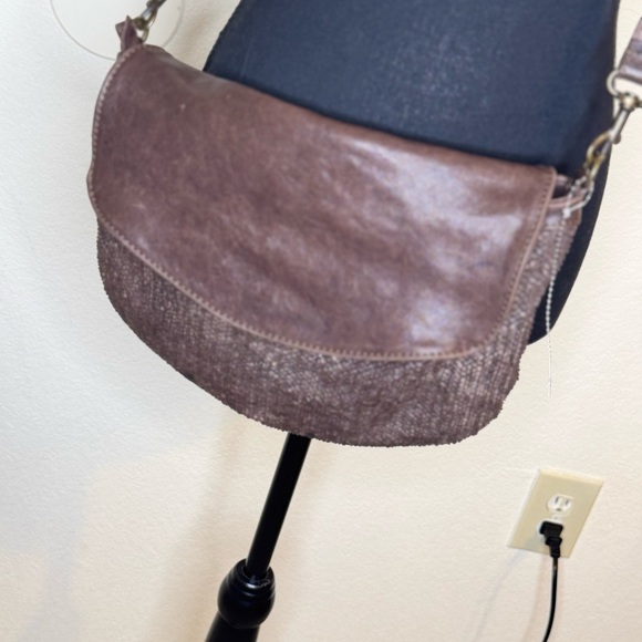 Langellotti Textured Brown Leather Crossbody Bag Snake-Reptile Pattern - Picture 3 of 16